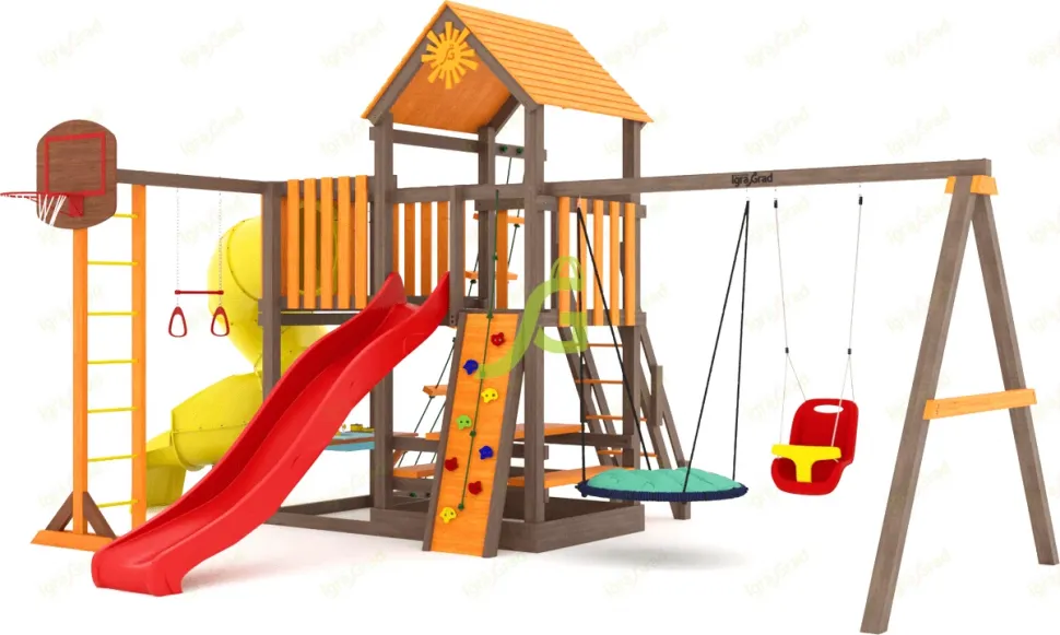Детская игровая площадка IgraGrad Панда Фани с балконом и трубой